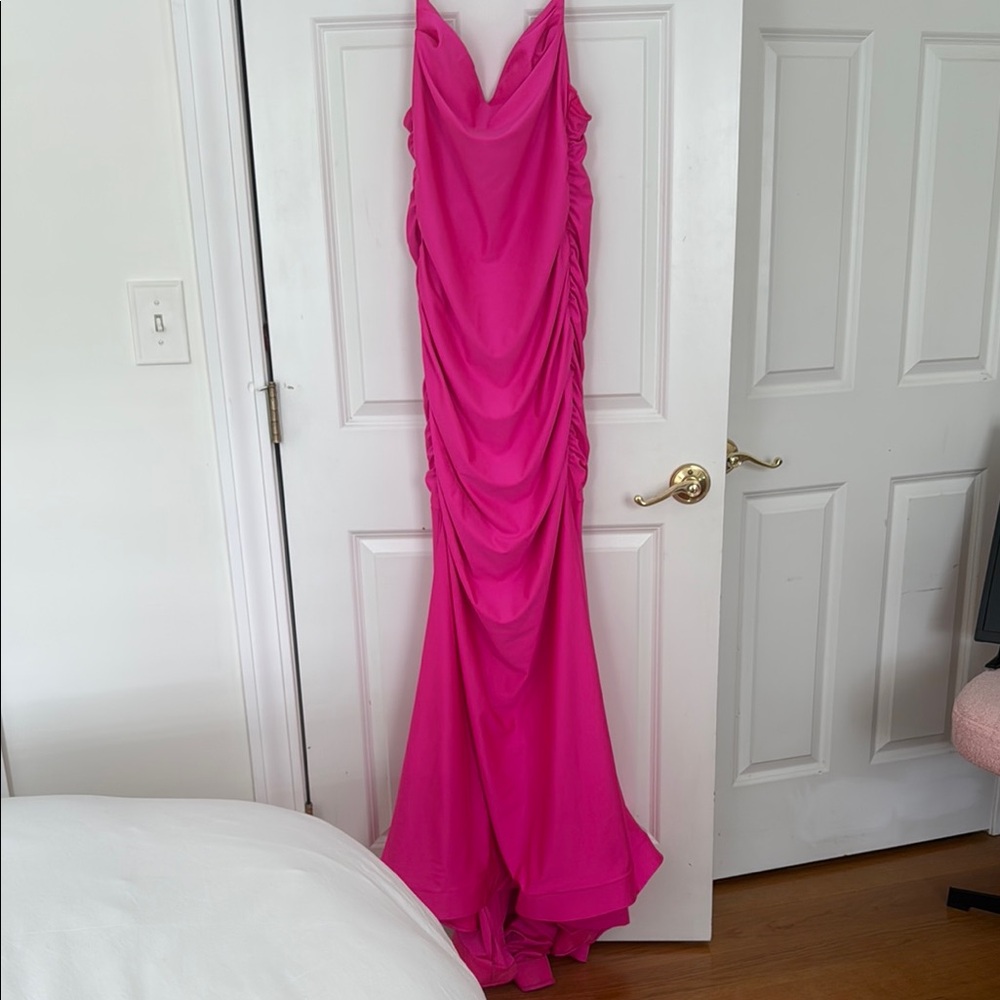 B Darlin Pink Ruched Sweetheart Prom Maxi Dress